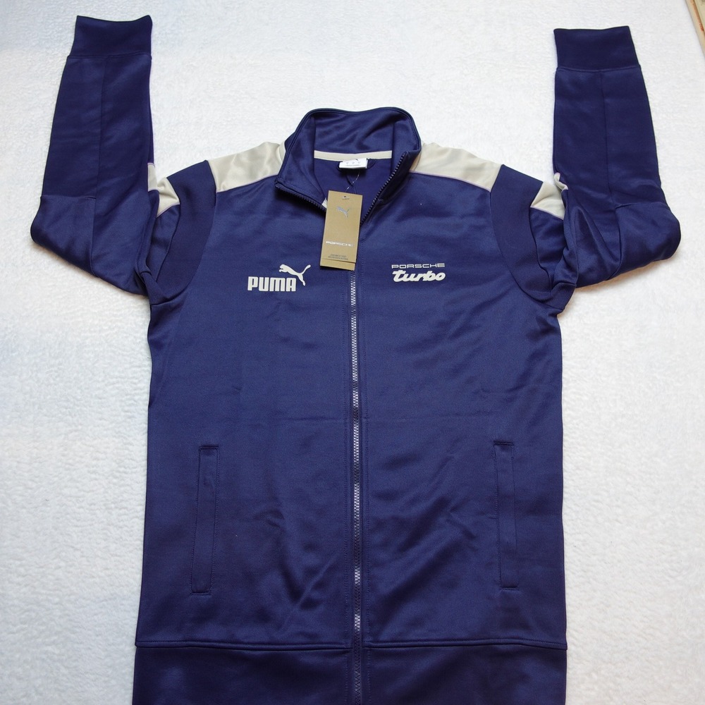 $ 110 Puma Porsche Turbo Track Jacket Mens Size S Navy Blue Full Zip 626372 03